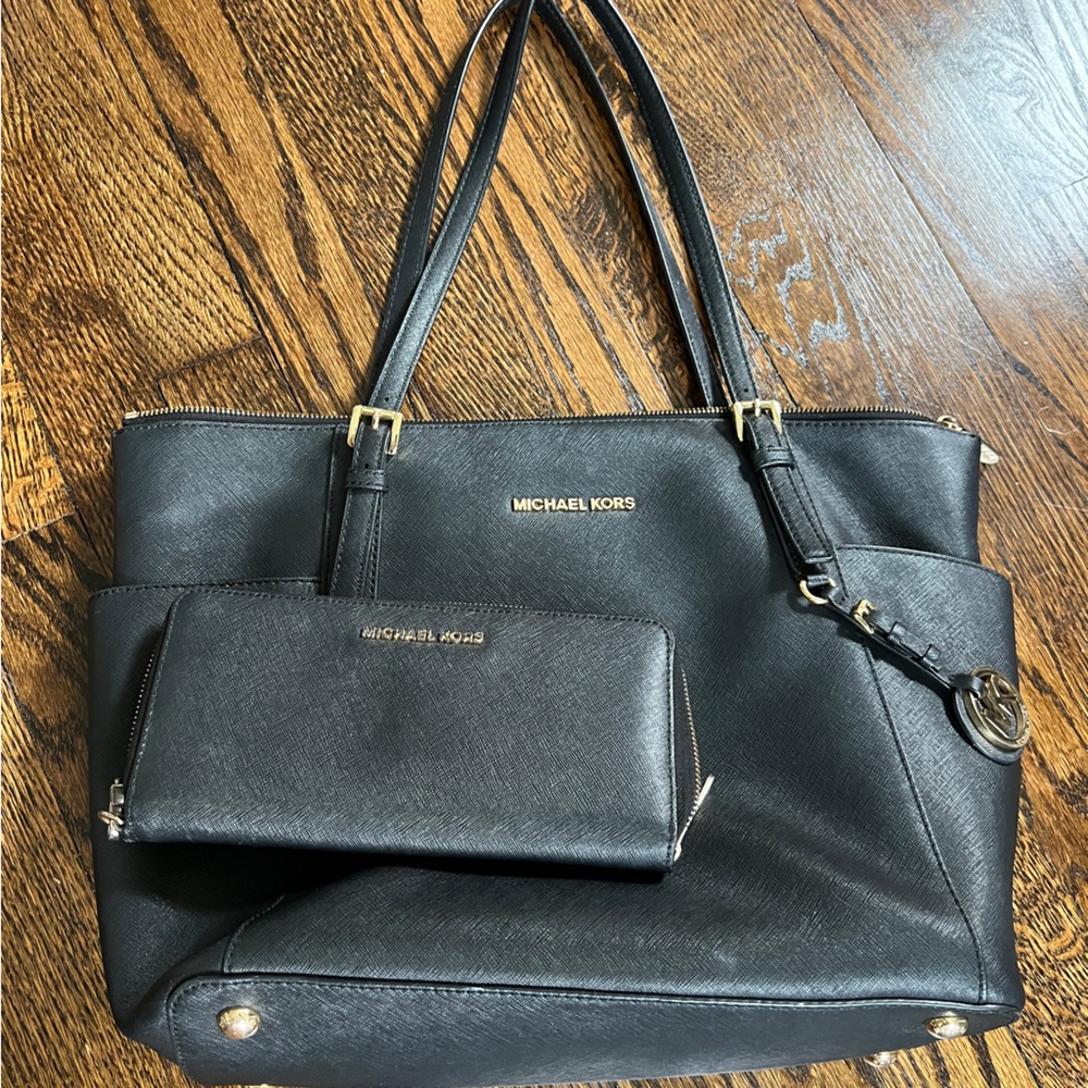 Michael Kors Large Saffiano Leather Tote Bag + Wallet